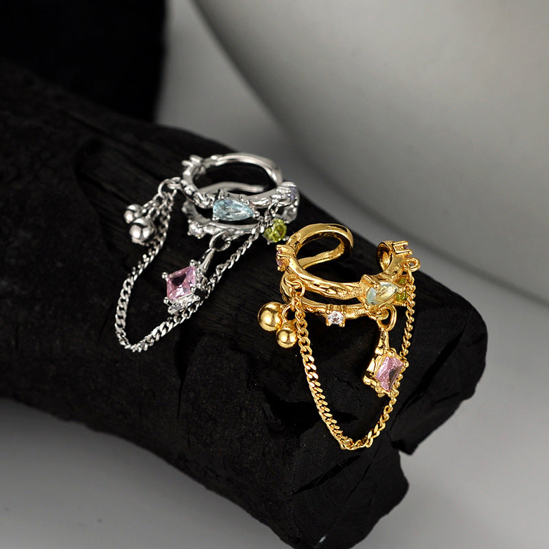 hollow-out chain ear clip earrings