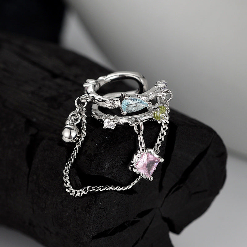hollow-out chain ear clip earrings